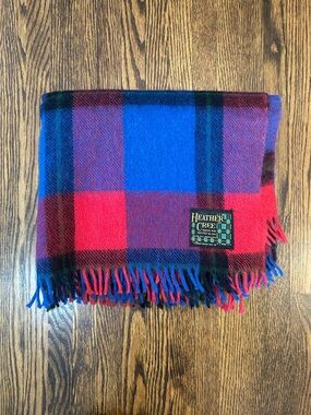 Vintage 60s Wool and Mohair Blanket Cree Travel Rug Plaid